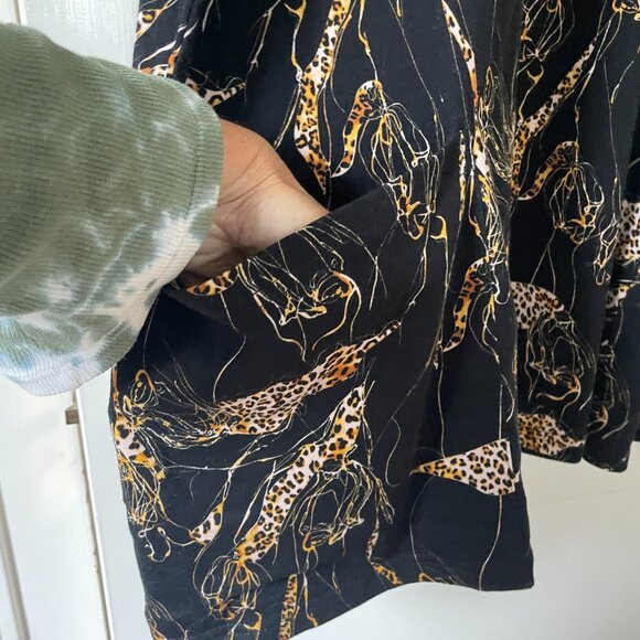 Ulla Popken Black with Cheetah spots 28/30 Women's Tunic Top 100% Cotton - Picture 4 of 6